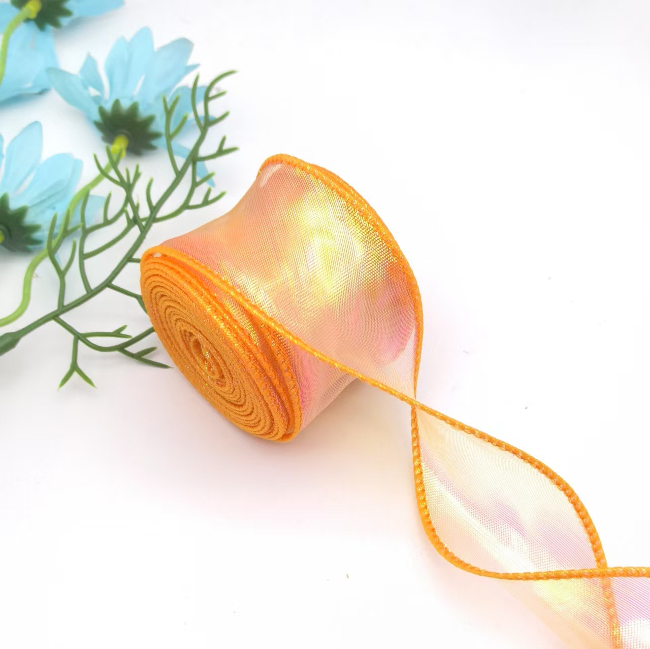 Una pieza de envío gratis 4cm * 10 yardas de tres hilos, embalaje de flores, cinta de regalo, ropa, tocado, lazo, cinta decorativa