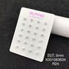 White plated 3mm four-prong, 12 pairs per card