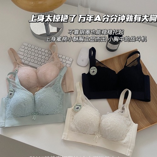 8011 Luxury Lace Adjustable Underwire Bra for Women, No Steel Cup, Soft Support, Anti-Sagging, U-Shape Bra Cup, Small Cup Push-Up