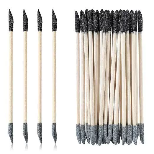 Cross-Border Popular Nail Polishing Double-Headed Black Gauze Sandblasting Orange Wood Stick Double-Head Carving and Polishing Cleaning Nail Surface Wooden Stick Tool
