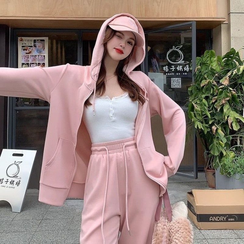 秋冬大码300斤慵懒风运动服套装女宽松卫衣高腰阔腿裤显瘦两件套2|undefined