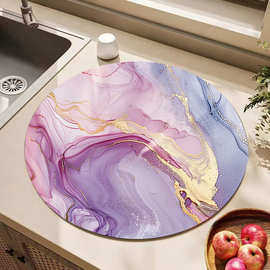 jit大理石纹硅藻泥新中式圆型餐垫吸水防滑餐垫杯垫门口速干地垫