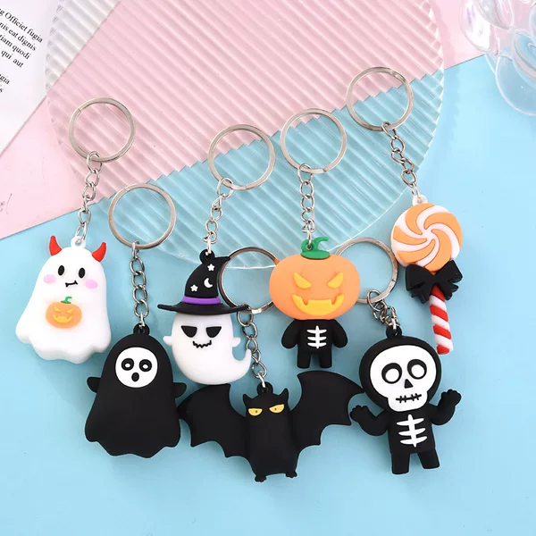 Cross-border Cartoon Halloween Keychain Holiday Gift Pendant School Bag Car Hanging Pumpkin Bat Accessories Wholesale