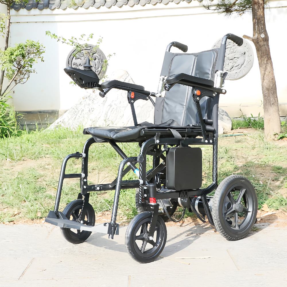 17kg Aviation aluminum, one-handed lift, lightweight, portable, foldable electric wheelchair for the elderly