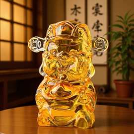 批发黄水晶财神爷摆件家居客厅办公室开业民族风财神黄色水晶