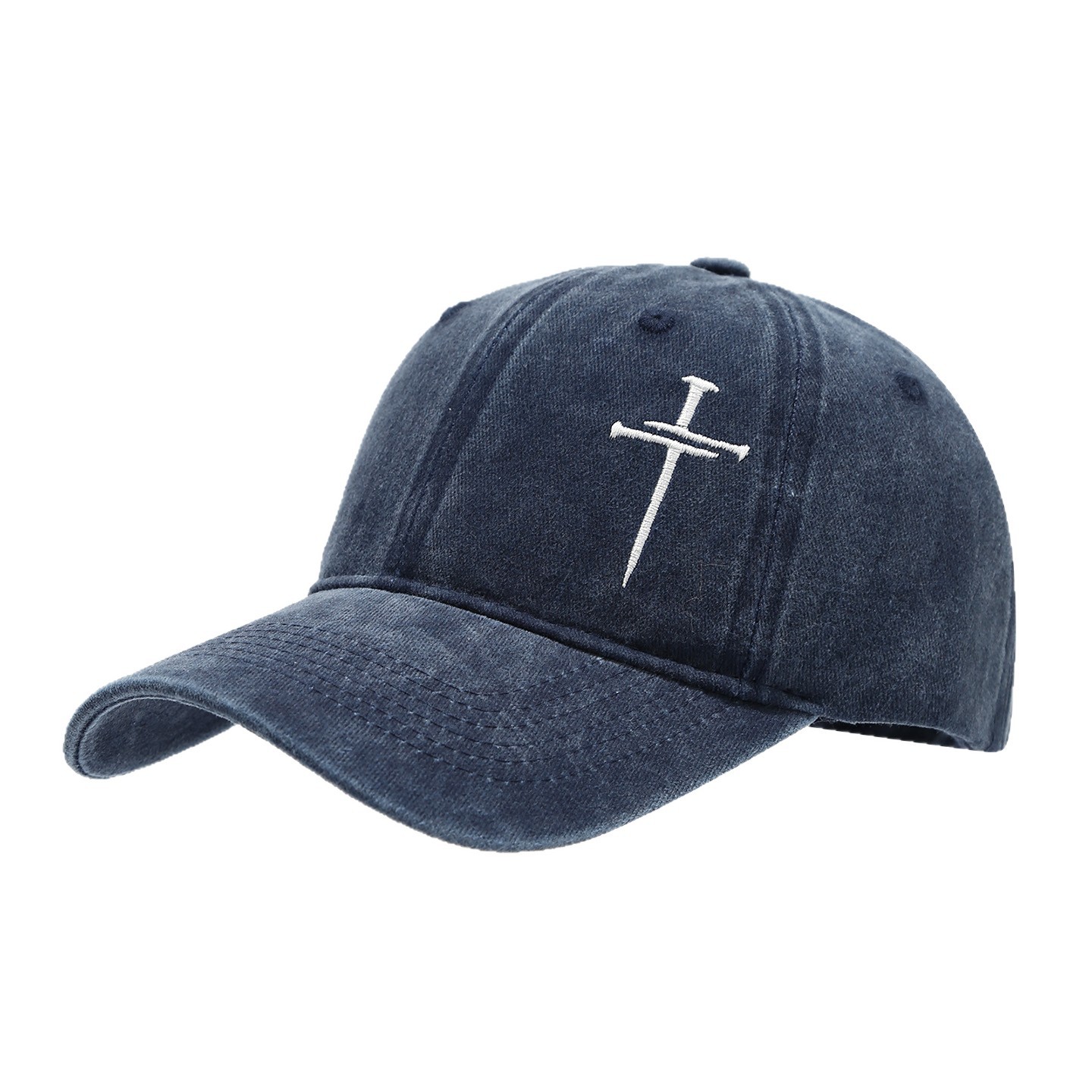 Cruz de uñas sombrero hombres y mujeres diversión ajustable suave superior lavado vintage algodón bordado Cruz gorra béisbol moda image 7