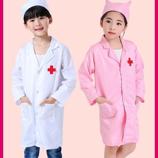 Children's doctor clothing nurse work clothes girl kindergarten play house white gown role play performance clothing