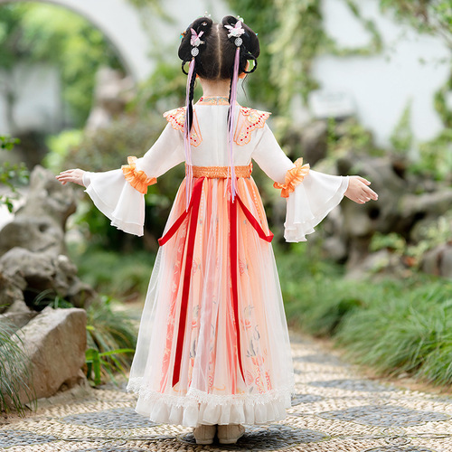 Hanfu new girls fairy chinese princess cosplay dress winter wind children improved Chinese little girl costume super fairy outfit Ru skirt 