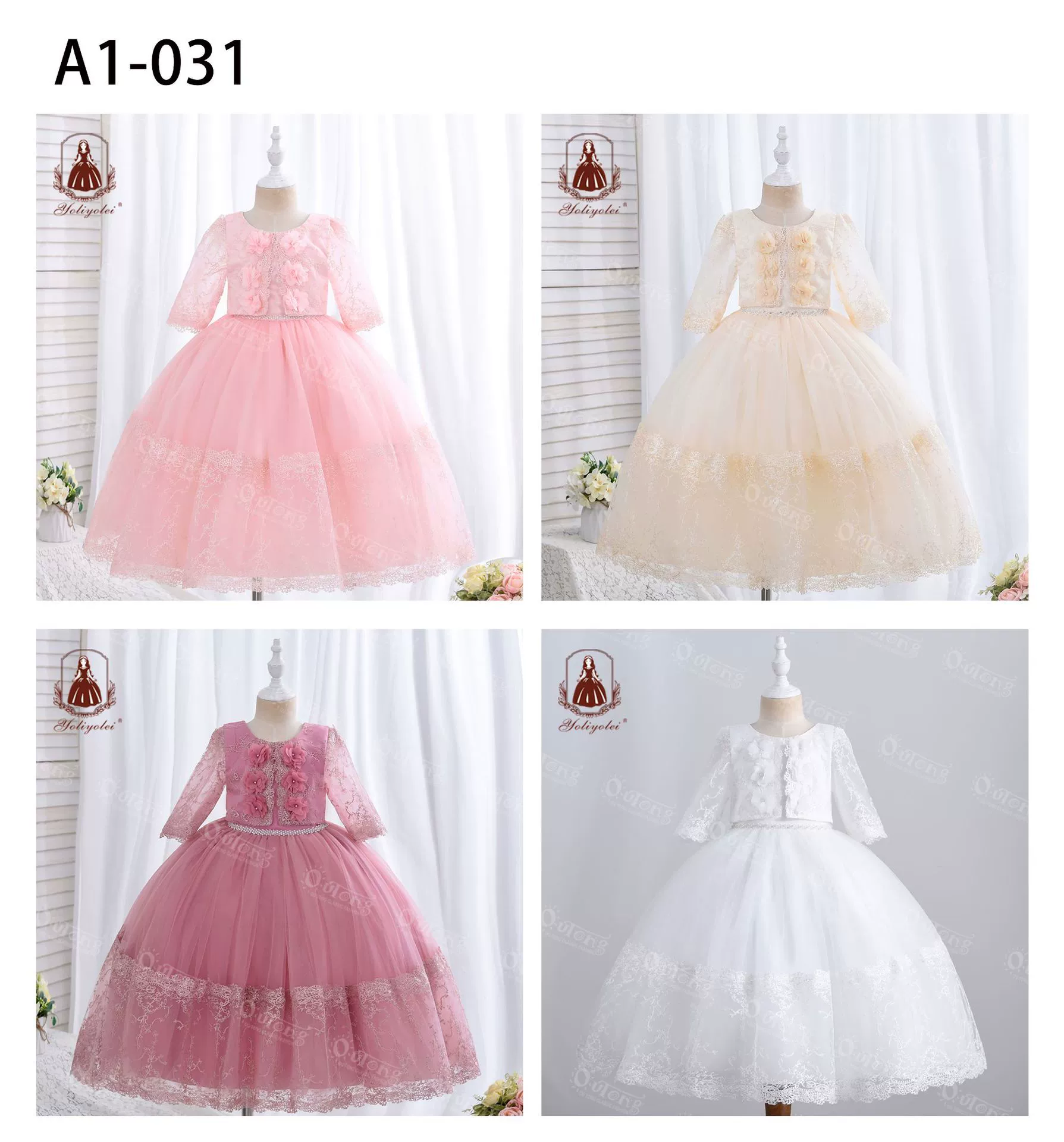 Piano performance costume for princess, children's long-sleeve, dress, western style, tutu skirt, custom-made