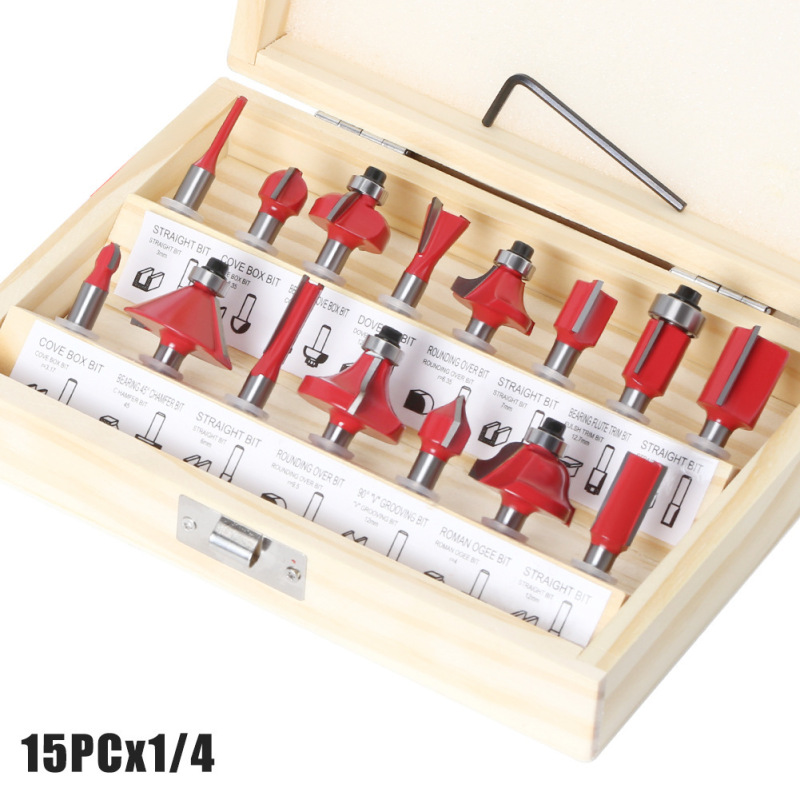 15 個セット 1/4 ハンドル 1/2 ハンドル 8 ハンドル 6 ハンドル木工フライスカッターセットトリミングマシン 12 個セット木工スロッティングフライスカッター|undefined