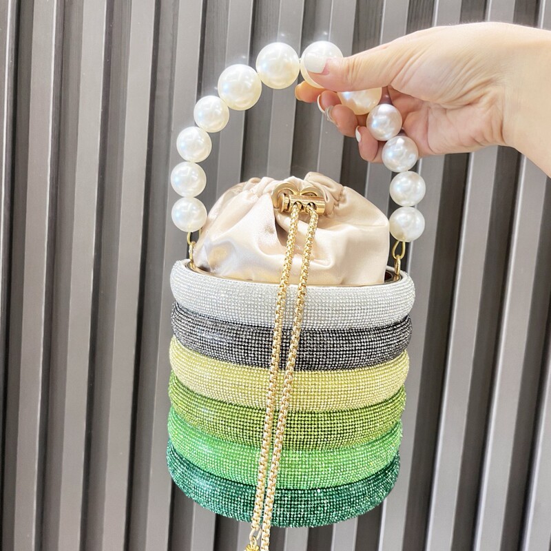 Bag Women's 2023 New Diamond Bag Pearl Bag Chain Sweet Bird Cage Portable Shoulder Crossbody Bag Evening Bag