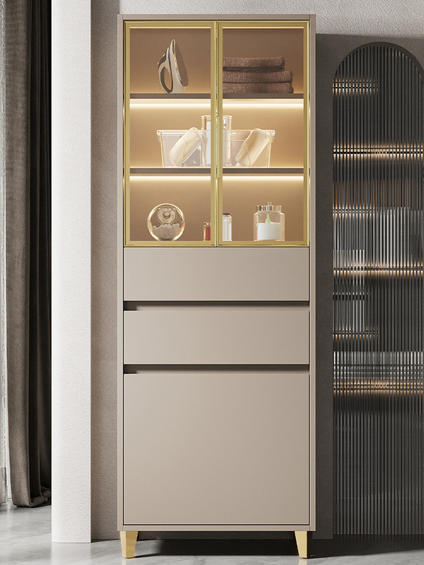 Cabinet Light Luxury Bathroom Storage Side Cabinet Floor-Standing Narrow High Living Room Bathroom Cabinet Storage Tv Ornaments Entrance Cabinet