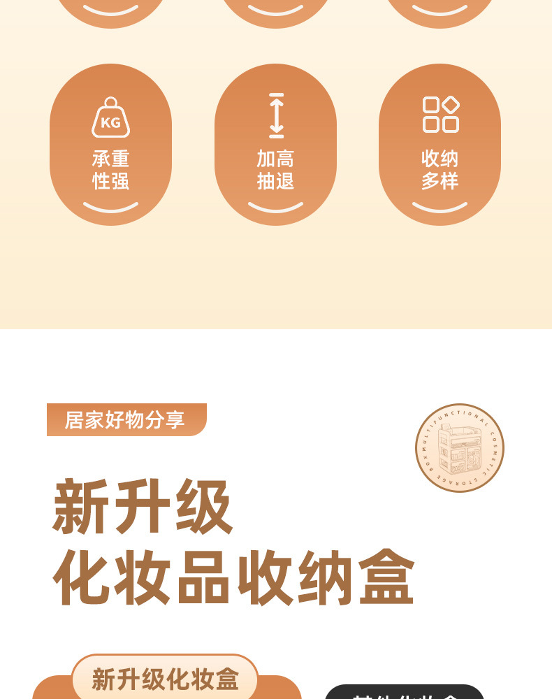 化妆品收纳盒桌面高级感抽屉式梳妆台护肤品大容量分格整理置物架
