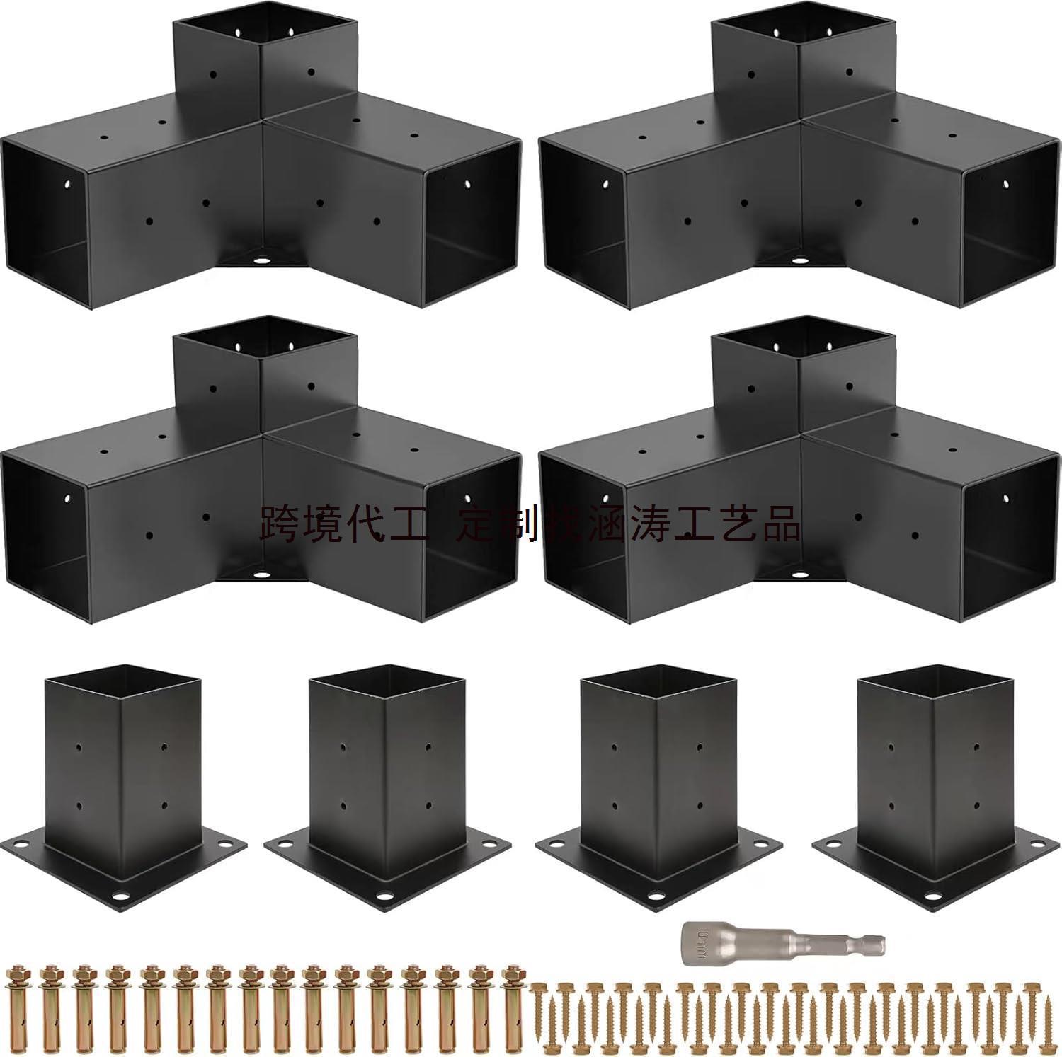 Soporte de juego de pabellón transfronterizo, soporte de ángulo recto de tres puntas, kit de asiento trasero, pabellón de vigas de madera, patio, casa de madera