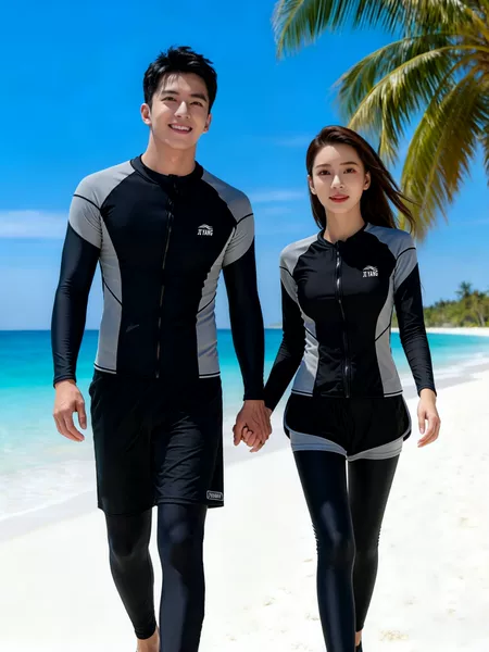 Women's New Style Diving Suit Couple's Sun-Protective Swimwear Two-Piece Long-Sleeve Long-Pants Quick-Dry Surfing Snorkeling Set Rash Guard Men's