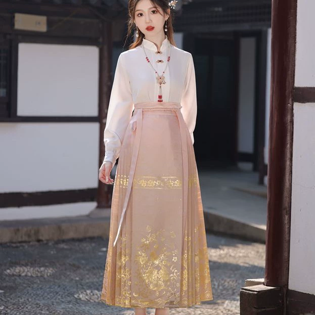 Китайский чонсам костюм для невесты женский 2024 новый летний нишевой старшая сестринская группа Hanfu розовый костюм юбка с конским лицом