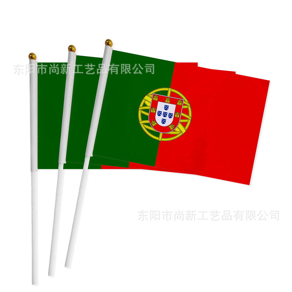 20 × 28cm Bandera del mundo con bandera de mano con barra de bandera de poliéster impresa en pantalla