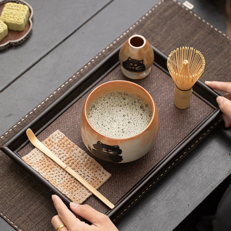 Shiyecao Creative Ceramic Matcha Set Tea Handle Matcha Bowl Baibenli Tea Spoon Complete Set of Tea-making Tools