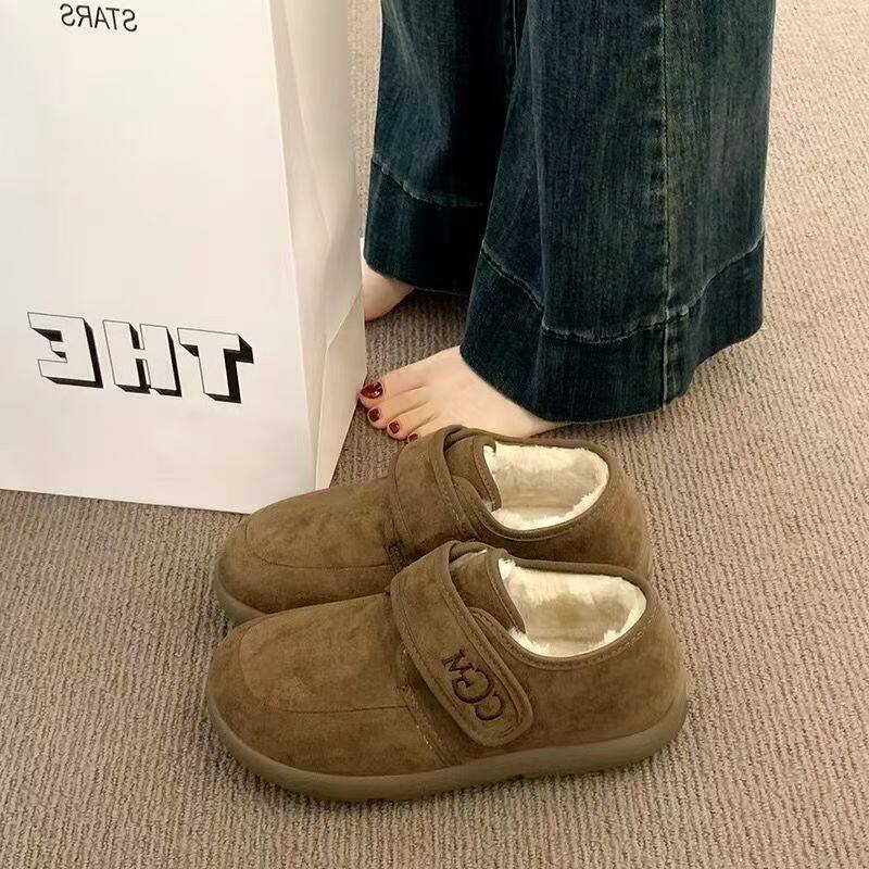 Giày bệt nữ đế mềm dạng slip-on quai dán Velcro mũi tròn — màu nâu, màu nâu đỏ, Maroon [đóng hộp], Màu nâu [đóng hộp]