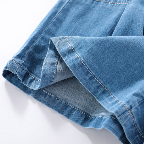 New Women's Children's Summer Outfits Baby Trendy Wide-Leg Denim Shorts Hot Pants Skirts Pleated Skirt