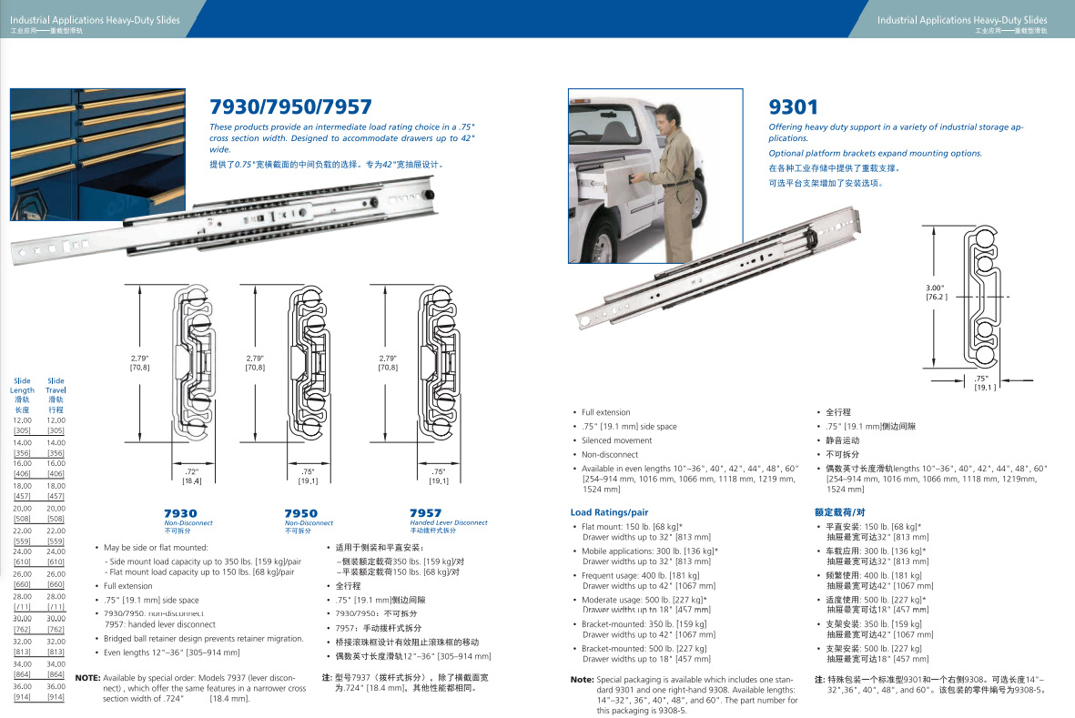 Accuride 雅固拉7930/7950/7957/9301导轨