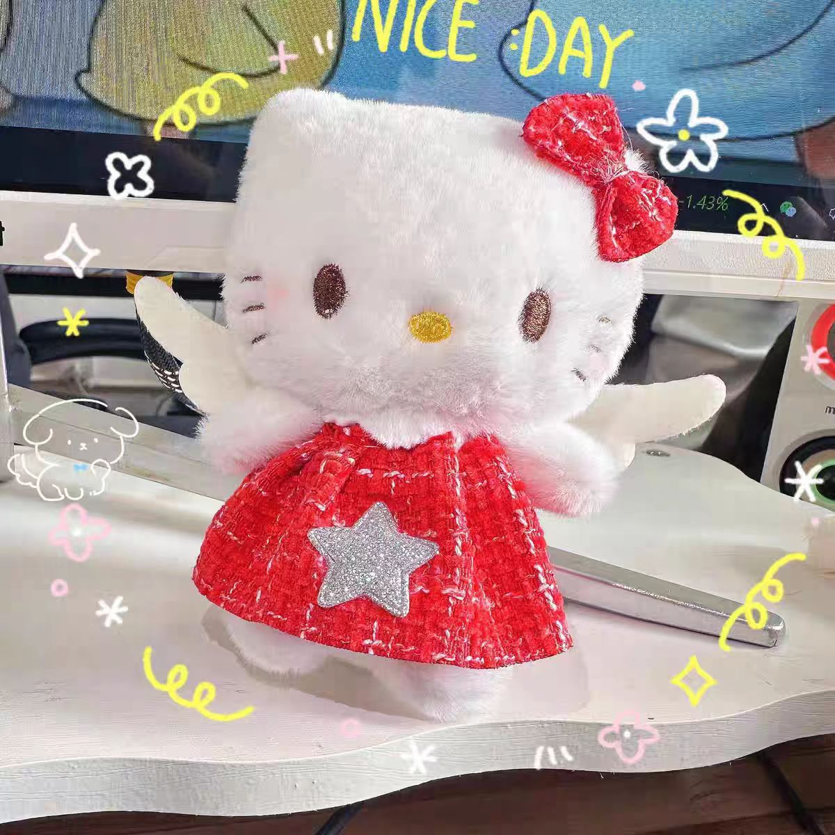 ins chica corazón Kitty muñeca peluche lindo colgante regalo bolso de alto valor de cara bolso llavero muñeca colgante mujer