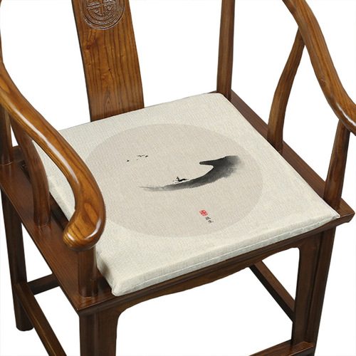 T9J5 wholesale new Chinese Zen ink style tea room chair cushion red solid wood circle chair official chair cushion thickened sponge available