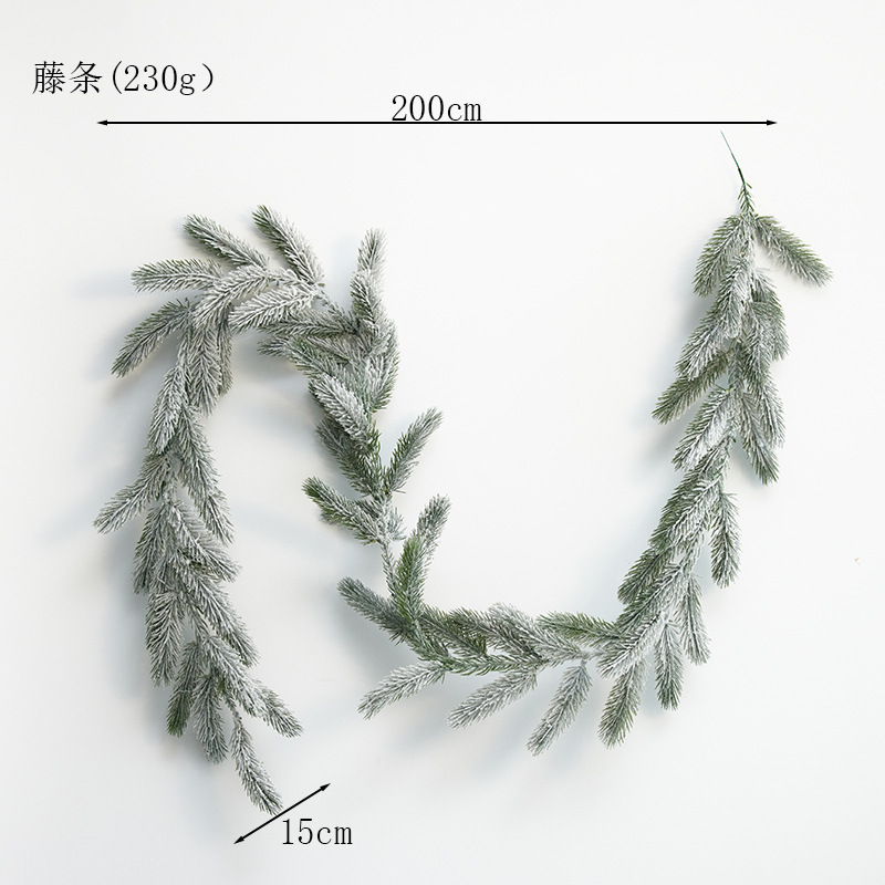 Navidad remojo de floquete de nieve simulación de hojas de PE decoración de Navidad falsa plantación verde de vinas escenario de diseño props