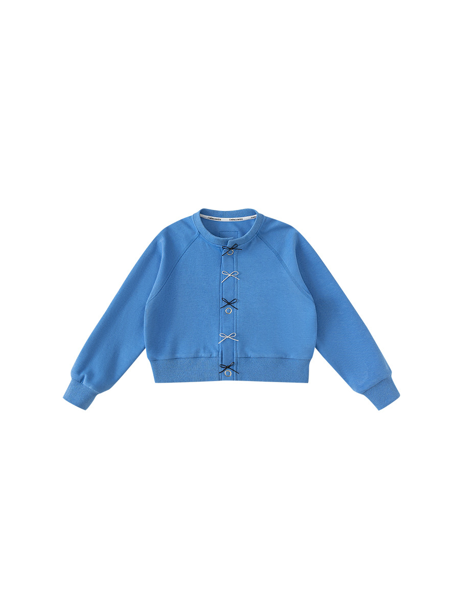 Youbao ropa para niños chaqueta para niñas primavera 2025 nuevo estilo chico mediano y grande estilo occidental lazo chica cardigan top primavera