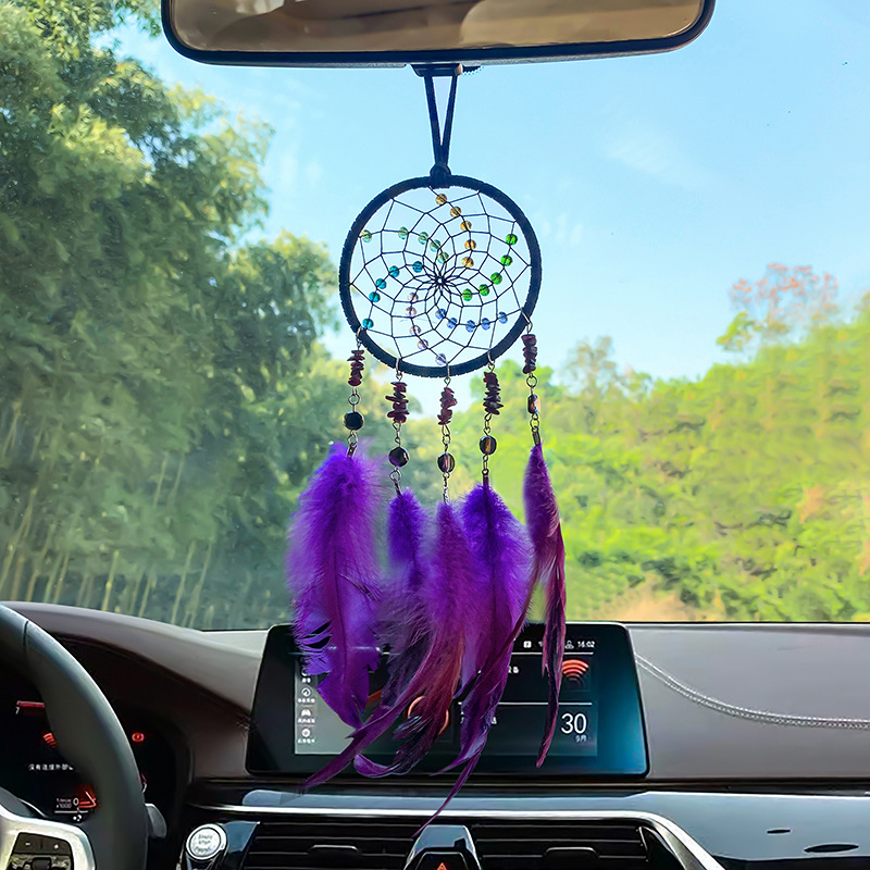 Crystal raw stone purple melkaba car hanging handmade six-pointed star gem decorative pendant wholesale