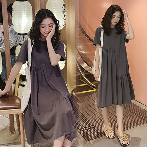 Летняя длинная одежда для беременных, вязаное платье, oversize, миди