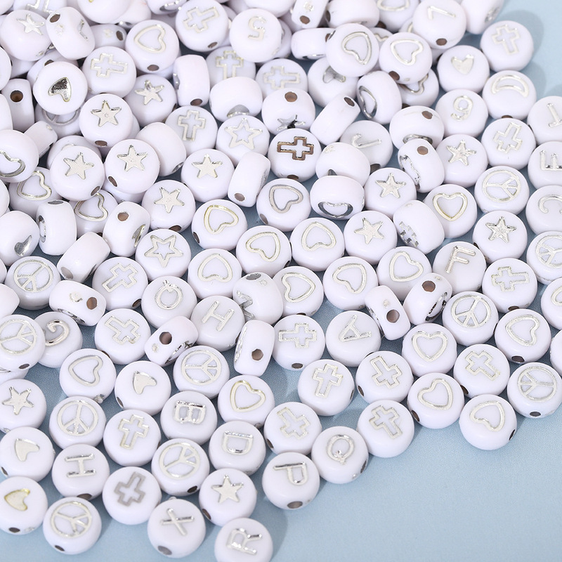 in stock acrylic white silver alphabet beads star moon flat beads handmade children early education digital beads DIY jewelry accessories in stock acrylic white silver alphabet beads star moon flat beads handmade children early education digital beads DIY jewelry accessories