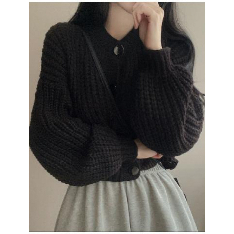 Color sólido simple abrigo de punto de viento abrigo suéter cardigan comercio exterior transfronterizo botón suelto camisa de punto de mujer