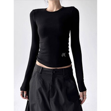 保暖通勤内搭秋冬修身收腰显瘦短款T恤性感长袖打底紧身圆领小衫