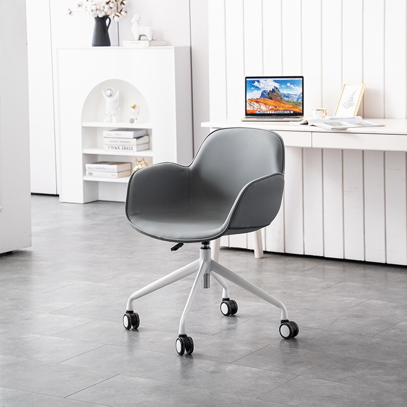 Nordic Fashion Casual Light Luxury Home Office Desk with Backrest, Lazy Computer Swivel Chair with Adjustable Armrests and Fixed Swivel Chair