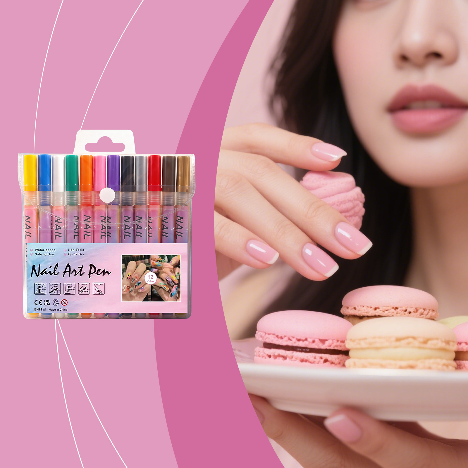 美甲涂鸦彩绘笔 DIY创意涂鸦精致图案易操作多色鲜艳勾线彩绘笔