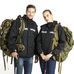 冬季騎行衝鋒衣外套帶反光條工作服戶外登山男女棉衣保暖防寒服