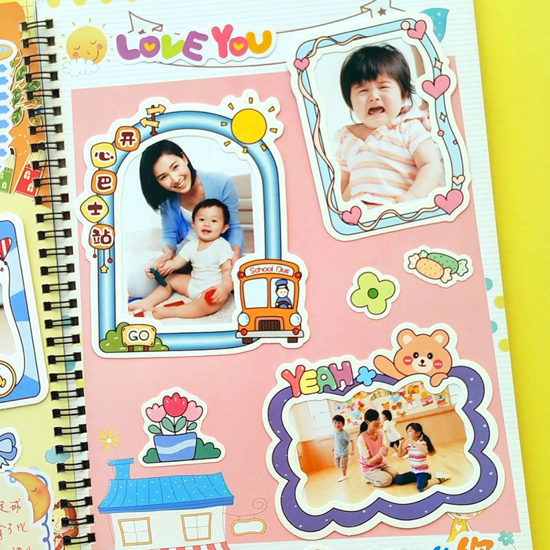 Growth Manual Decorative Materials Photo Frame Stickers Kindergarten Growth Manual Decorative Materials Baby Photo Album File Hand