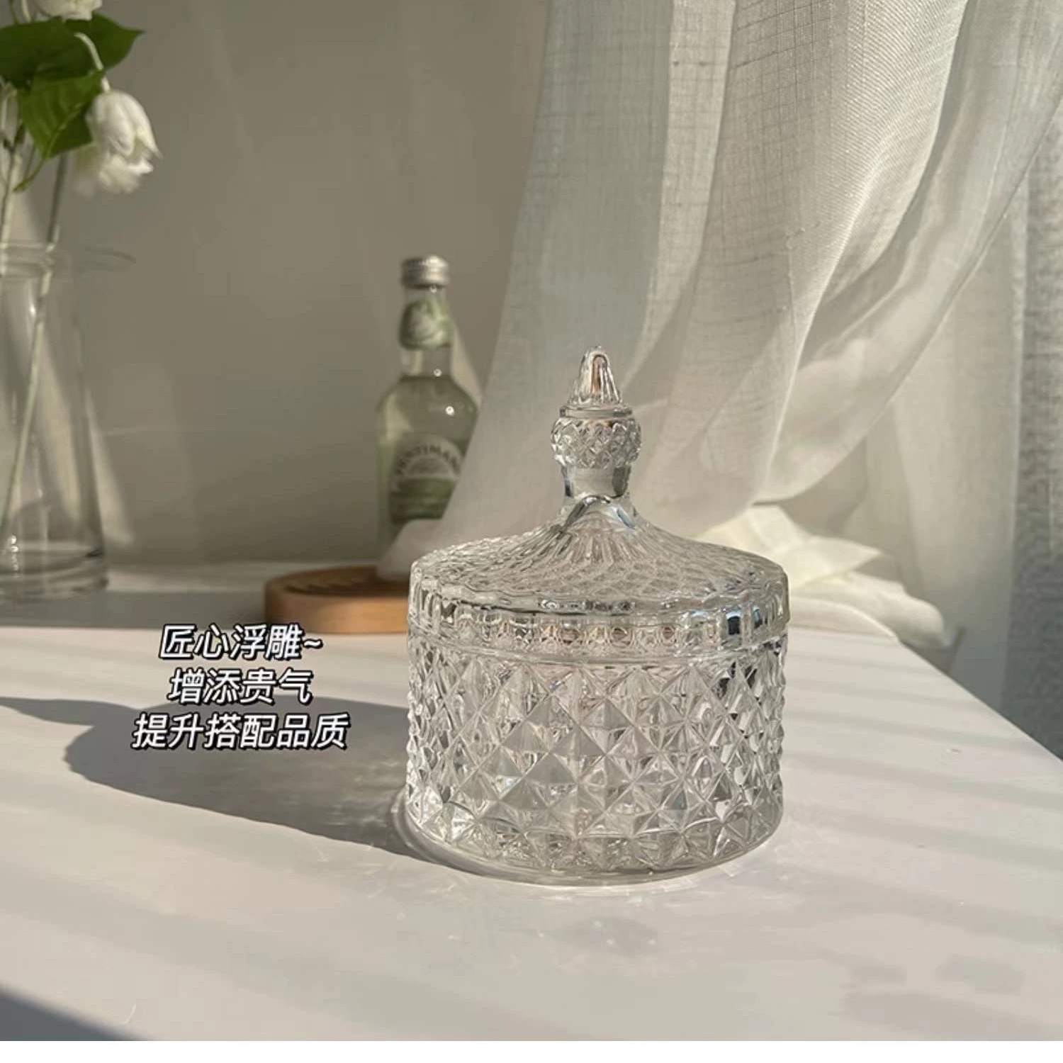 Ананасовый сахарный цилиндр стеклянная банка для хранения ювелирных изделий для украшения дома украшения украшения украшения банка с крышкой дома коробка оптом