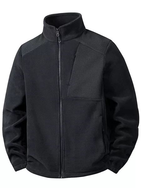 Winter fleece jacket for men, suitable for outdoor hiking and mountaineering, double-sided fleece, thickened and warm polar fleece jacket