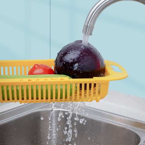 Manufacturer wholesale retractable drain basket new creative home kitchen sink drain rack adjustable price drain vegetable and fruit basket