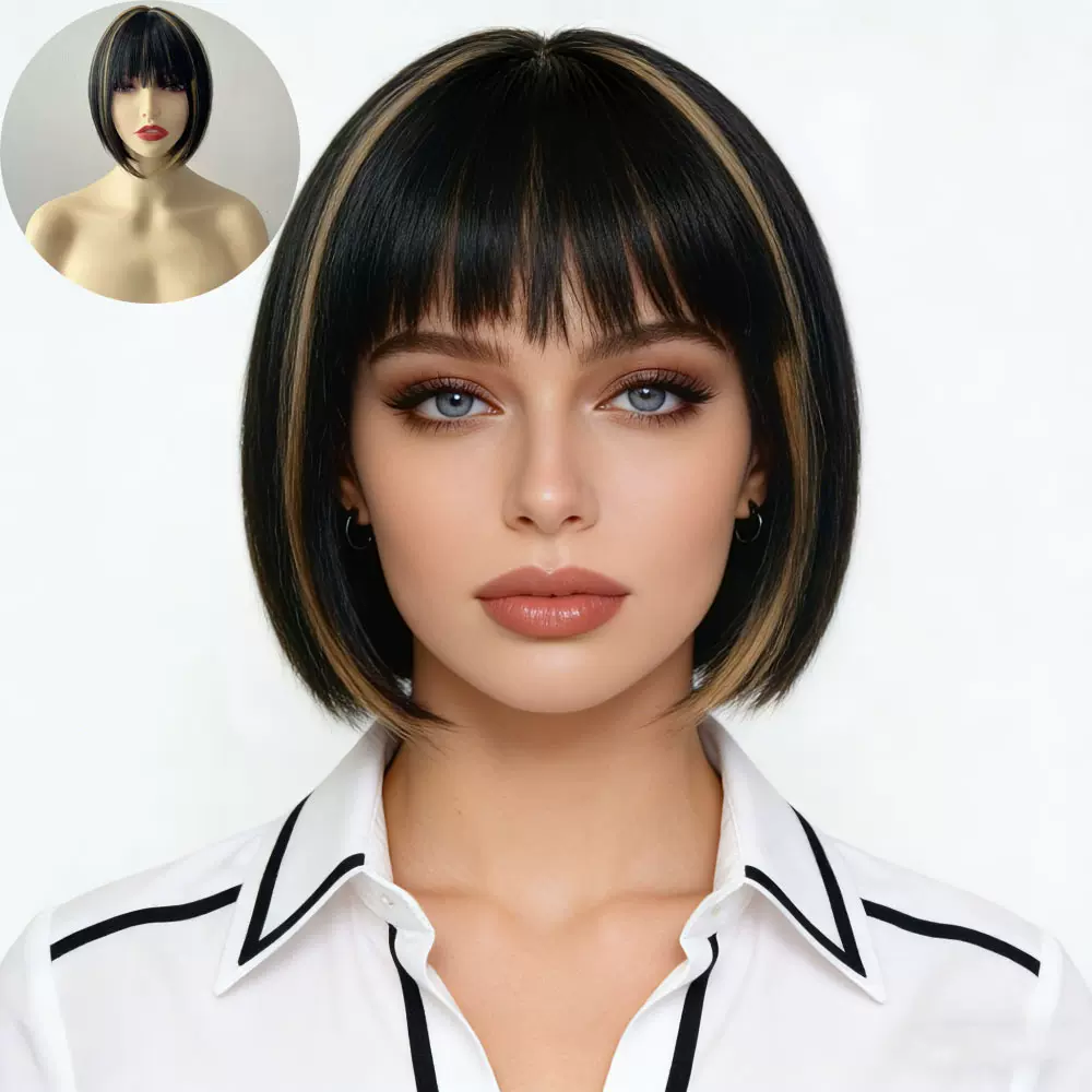 亚马逊欧美女士短直发bobo波波头化纤高温丝假发头套wish厂家货源