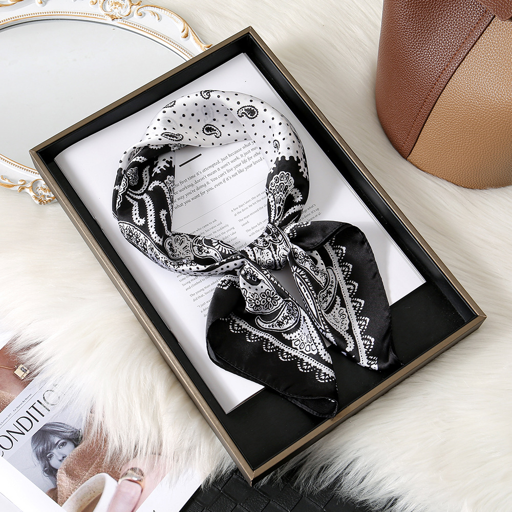 Flor de anacardo europea y americana transfronteriza 70 bufanda de seda de imitación retro todo-fósforo bolsa atada bufanda cuadrada bolsa atada bufanda de seda scarf al por mayor