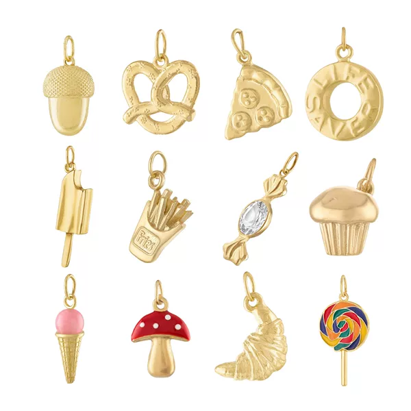 Jiaoxiang European and American Food-Themed Pendants Stainless Steel Dessert Series DIY Small Pendants Vacuum Electroplated with 18K Gold