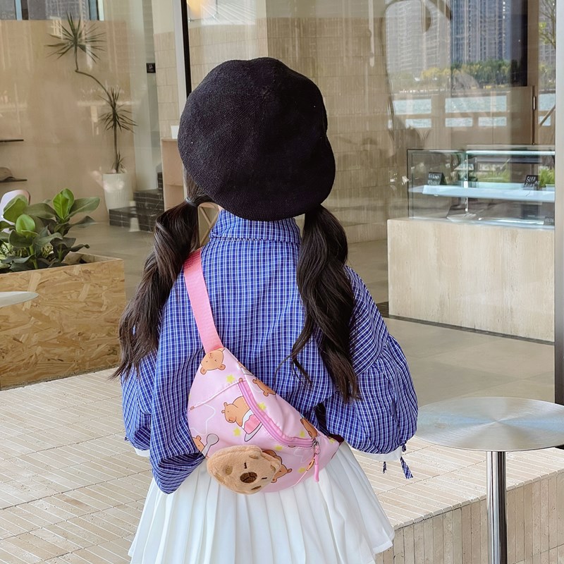 Bolso de pecho para niños y niñas lindos de dibujos animados, lindo y divertido Kapibala, bolso de mensajero para niños, nuevo bolso para niños con estampado de estilo occidental
