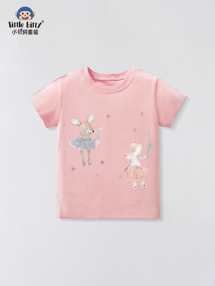 2025 Children's Summer New Sweet Cute Short Sleeve T-Shirt Tops Girls Fashion T-Shirt Small and Medium-Sized Children's Clothing