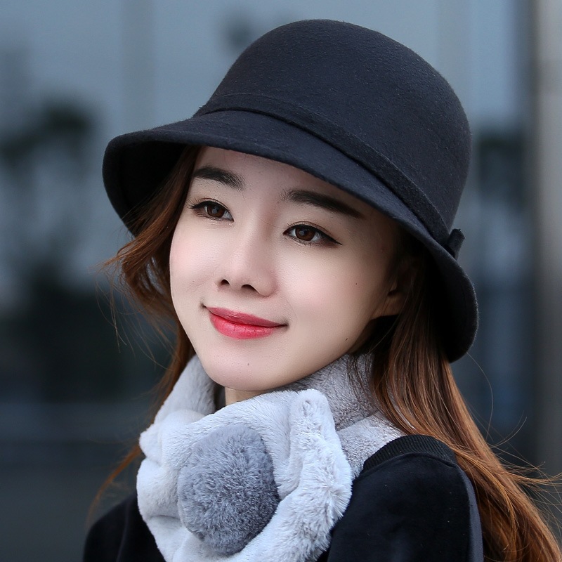 hepburn style woolen fisherman hat women‘s autumn and winter fashion retro debutante style bucket hat elegant graceful socialite top hat