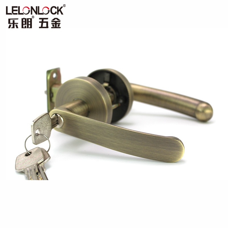 Lelang puerta interior de tres polos manija de la cerradura de baño cerradura de la puerta de canal multi-color opcional Mute cerradura de la puerta con llave