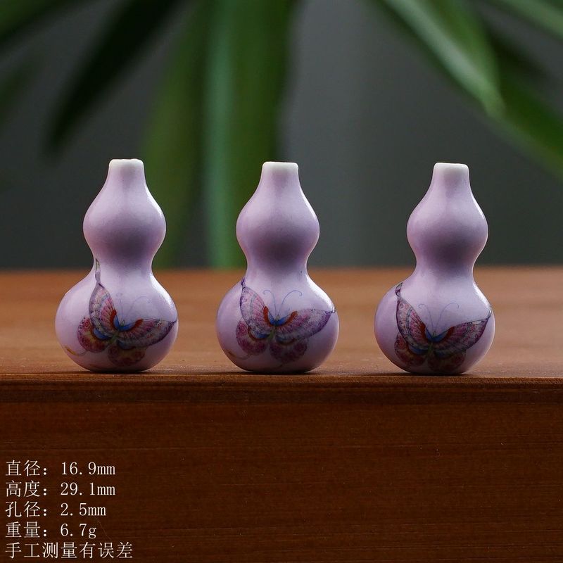 景德镇陶瓷紫色葫芦串孔手工创意散珠diy配饰散珠饰品配件批发|undefined