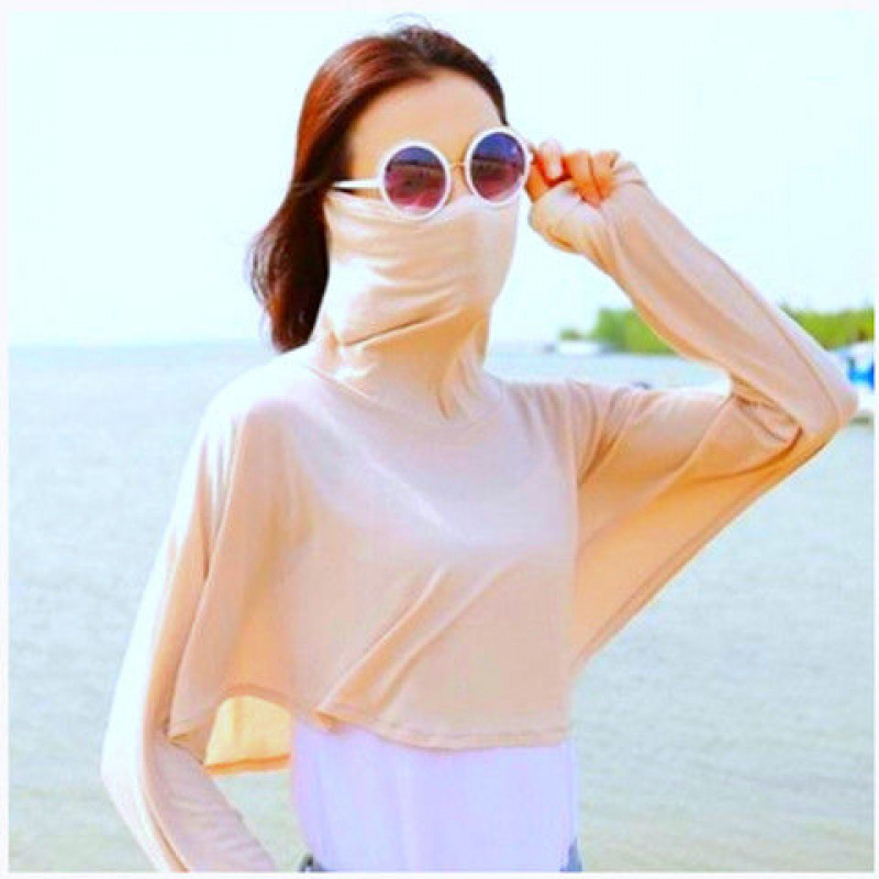 夏のサイクリング用モーダル薄手日焼け止め服、ゆったりとした長袖日焼け止め、顔と首を覆う女性用日焼け止め服|undefined